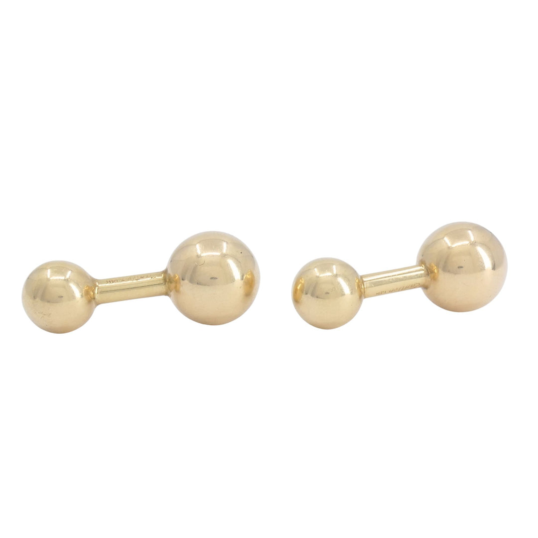 Vintage Cartier 14k Gold Barbell Cufflinks, Men's Jewelry, 1970s