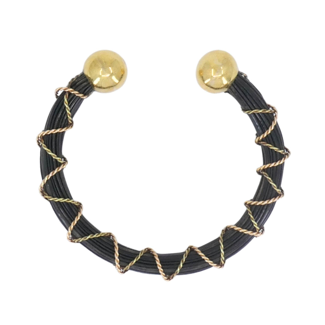 Vintage 18k Yellow and Rose Gold Elephant Hair Cuff Bracelet, Circa 1970s