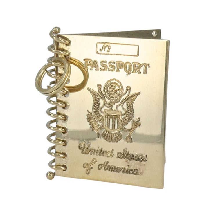 Mid Century 14k Gold United States Passport Charm Pendant