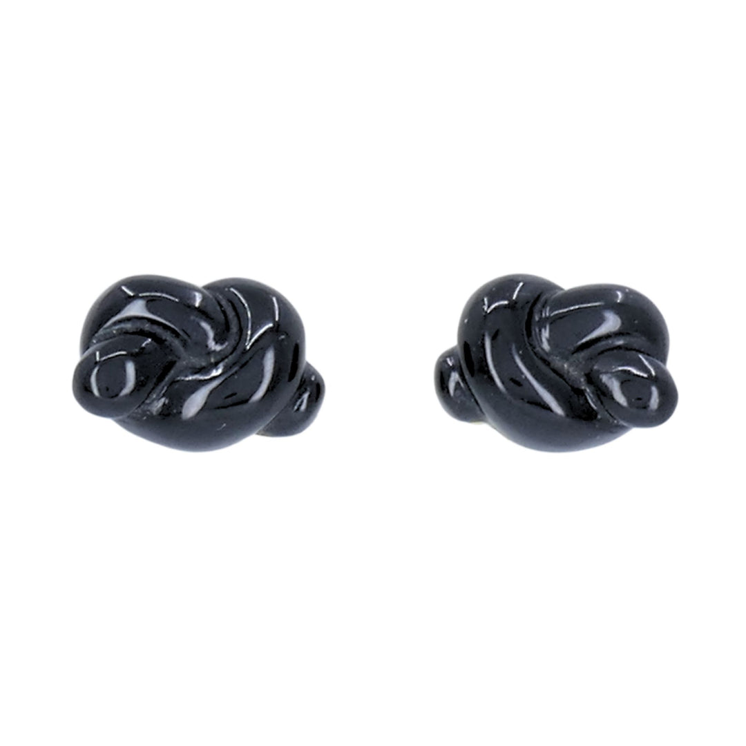 Tiffany & Co. Angela Cummings 1979 18k Gold Black Onyx Knot Vintage Earrings
