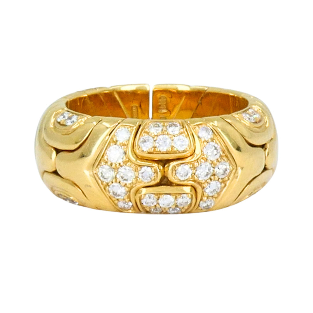 Vintage Bvlgari Alveare 18k Yellow Gold Diamond Flexible Band Ring