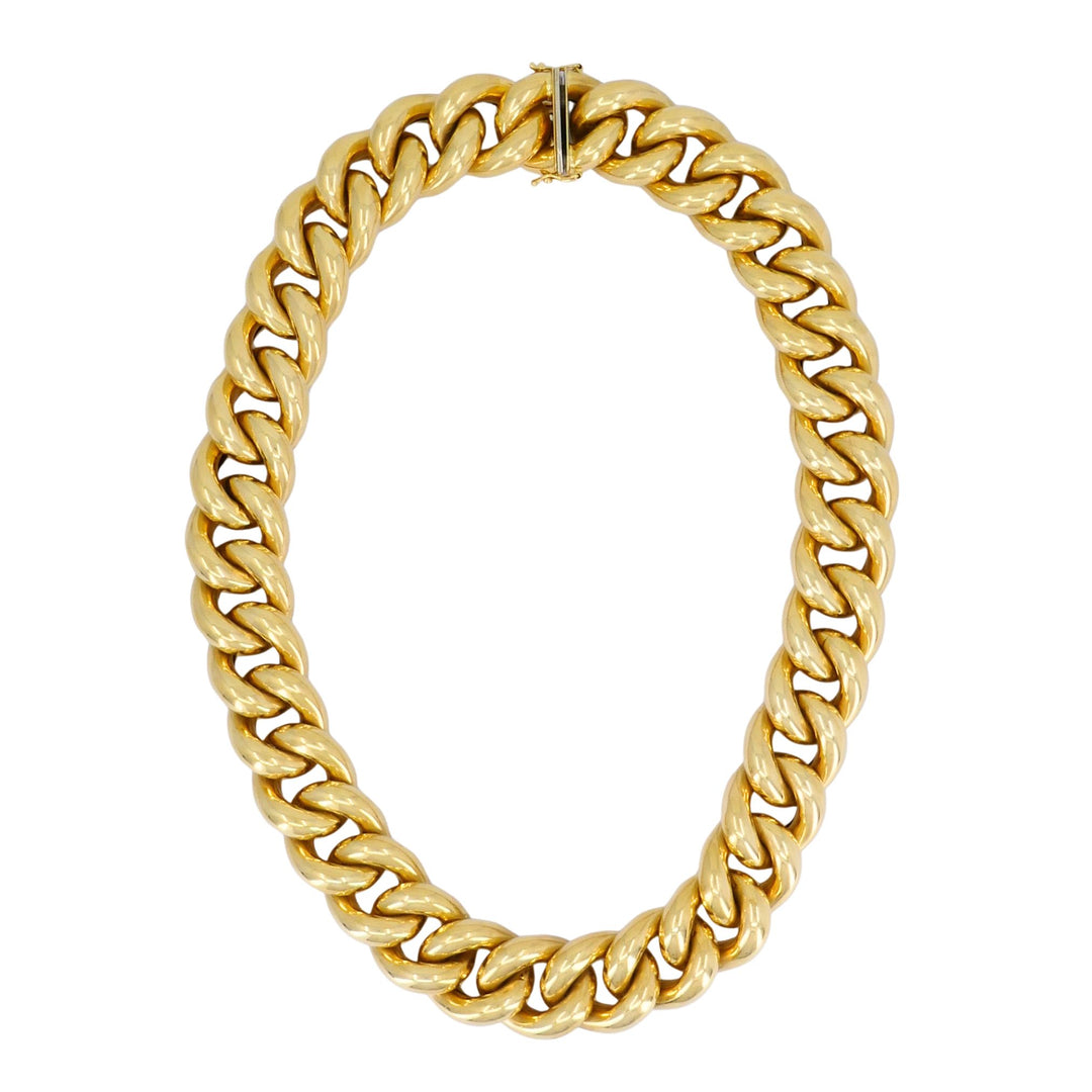 Vintage Italian 14k Yellow Gold Chunky Hollow Curb Link Necklace
