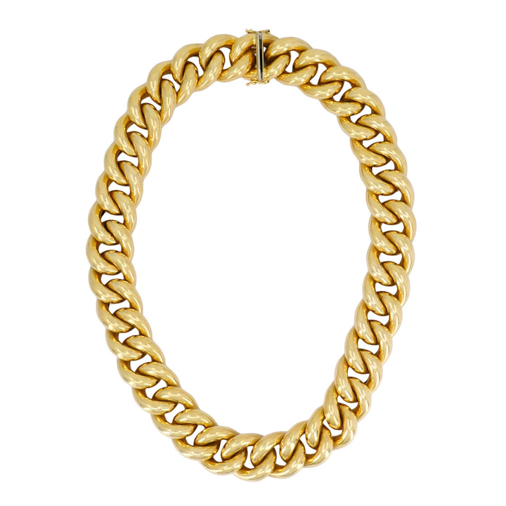 Vintage Italian 14k Yellow Gold Chunky Hollow Curb Link Necklace