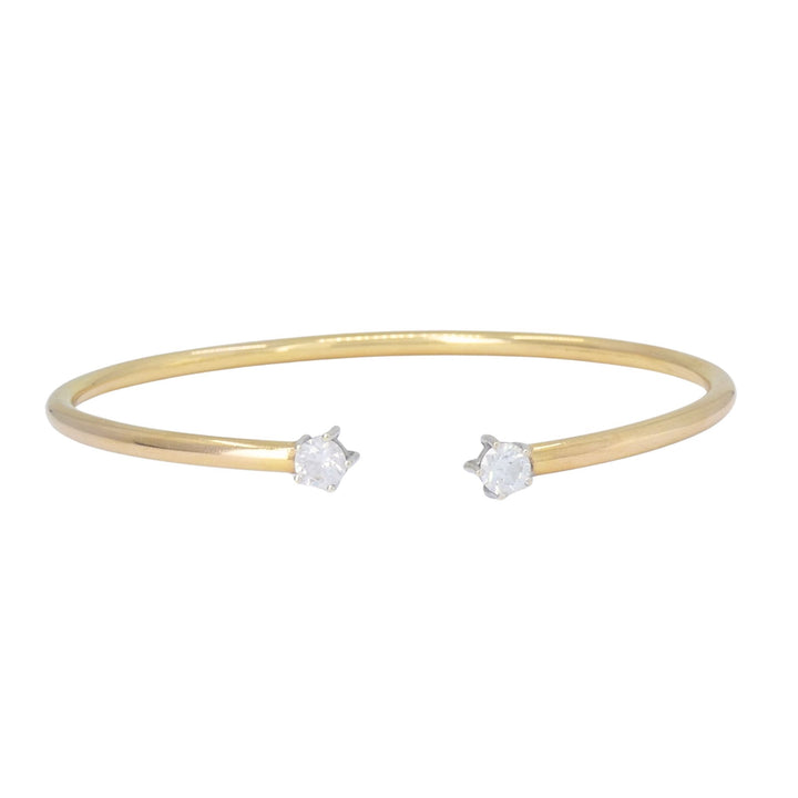 TOUS 18k Yellow Gold Diamond Open Cuff Bracelet