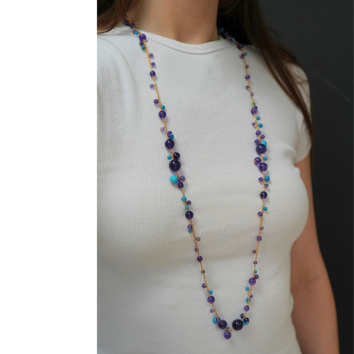 Cartier Necklace & Ring Set 18k Gold Amethyst Turquoise Diamond Box & Cert.