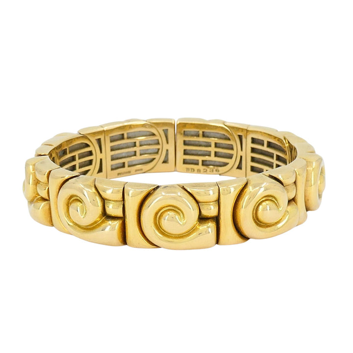 Vintage Bvlgari 18k Gold Steel Spiral Cuff Bracelet