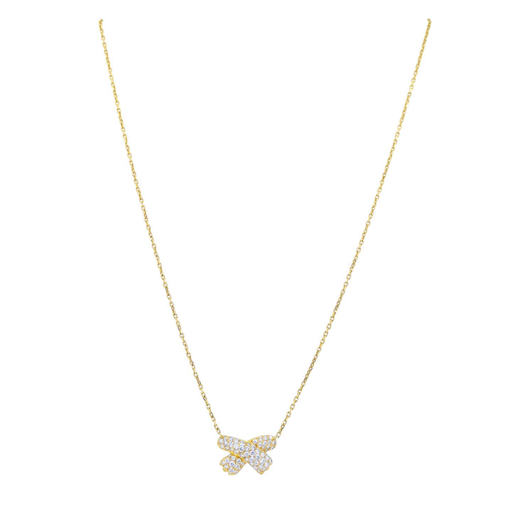 Vintage Fred Paris 18k Gold Diamond Ribbon Necklace
