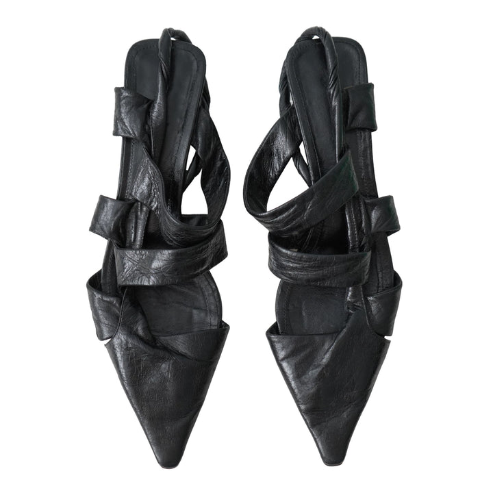 Bottega Veneta Black Nappa Leather Strappy Sandals 39