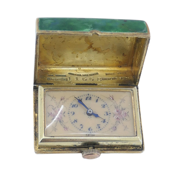 Juvenia Art Deco Swiss Galalith Sterling Silver Purse Watch