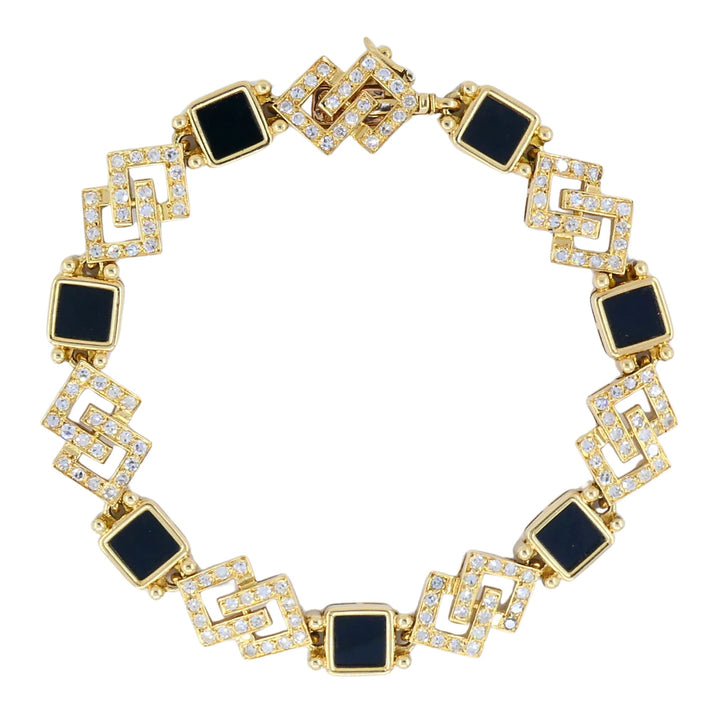 Vintage Van Cleef & Arpels 18k Gold Diamond Onyx Bracelet