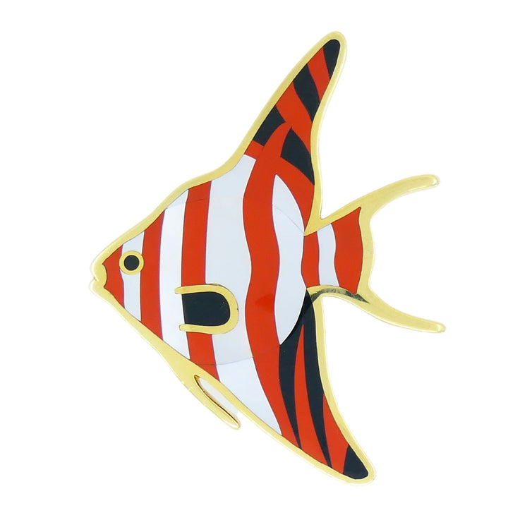 Tiffany & Co. 18k Gold Gemstone Angel Fish Brooch