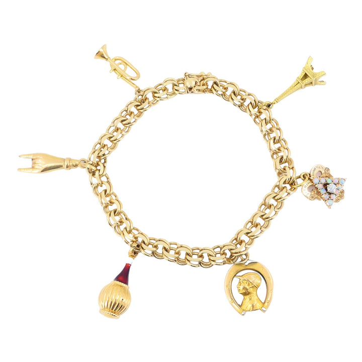 Vintage 14k 18k Gold Charm Bracelet