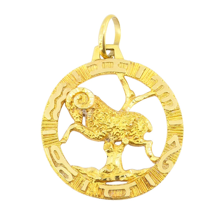 Vintage 18k Gold Aries Astrological Zodiac Pendant