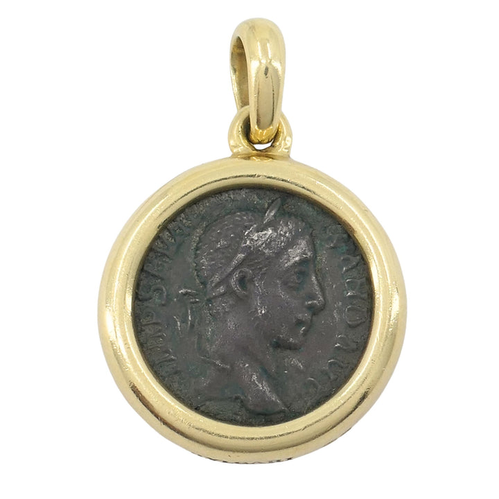 Vintage Bvlgari 18k Gold Ancient Coin Monete Bulgari Pendant