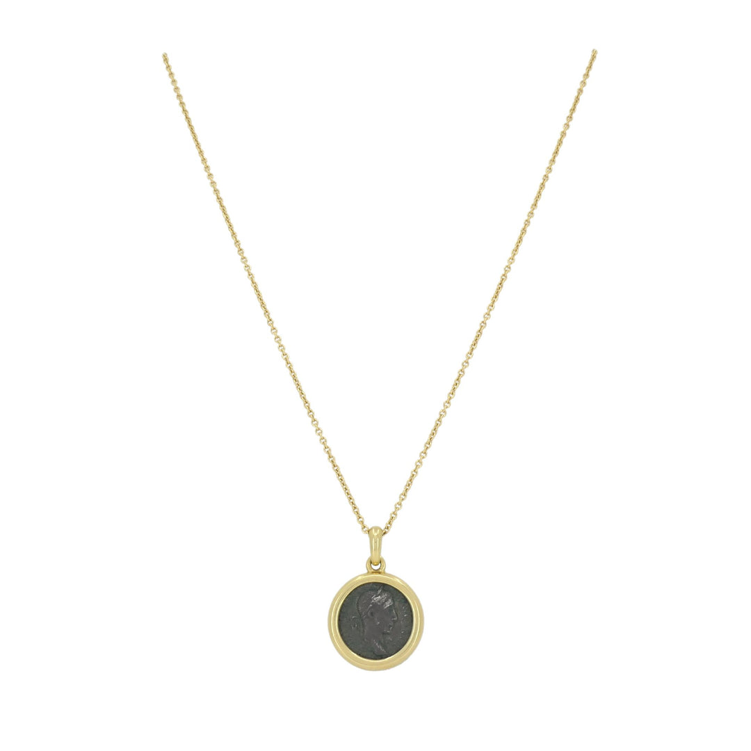 Vintage Bvlgari 18k Gold Ancient Coin Monete Bulgari Pendant