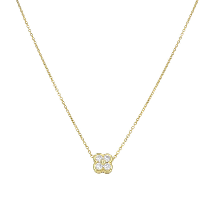 Tiffany & Co. 18k Gold Diamond Clover Flower Pendant Necklace
