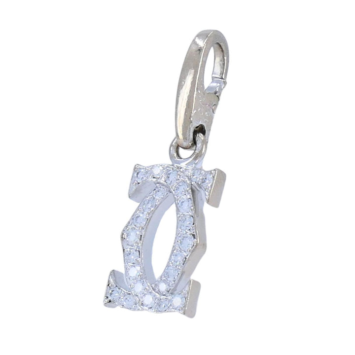 C de Cartier Double C 18k White Gold Diamond Charm Pendant