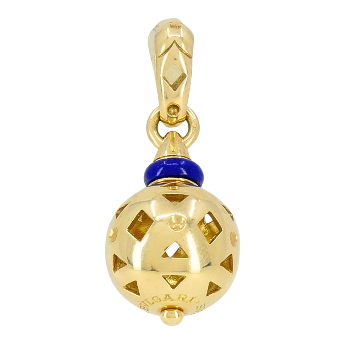 Vintage Bvlgari 18k Gold Lapis Lazuli Openwork Pendant Bulgari Chain Necklace