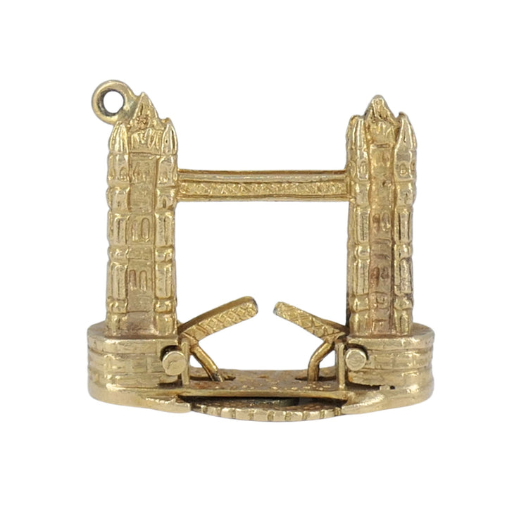 Vintage London Bridge Mechanical 9k Yellow Gold Charm Pendant