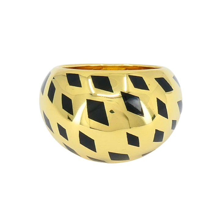 Vintage Cartier Panthere 18k Gold Enamel Bombe Dome Ring