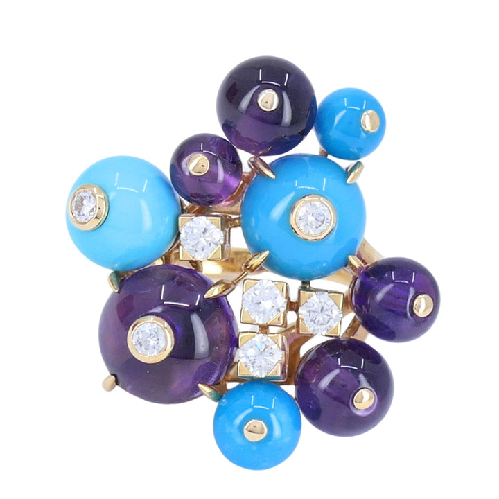 Cartier Délices de Goa 18k Rose Gold Diamond Turquoise Amethyst Ring