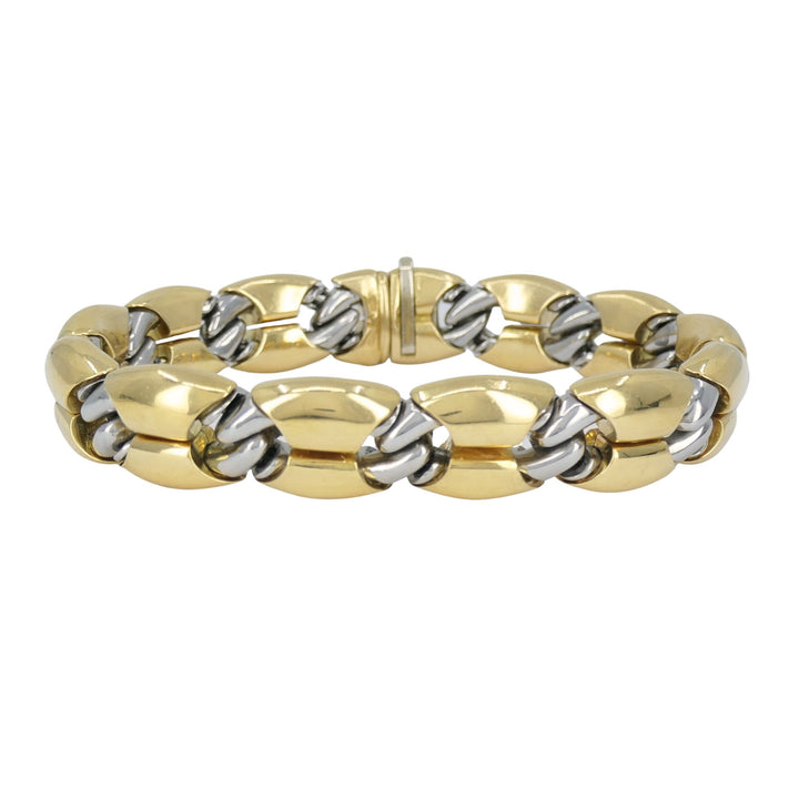 Vintage Bvlgari 18k Gold Steel Link Bracelet