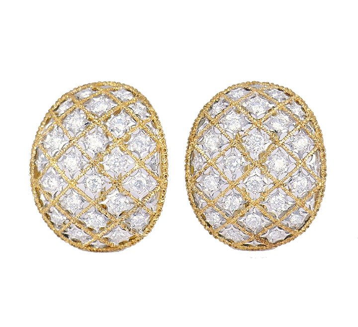 Mario Buccellati Diamond Earrings 18k Gold Vintage