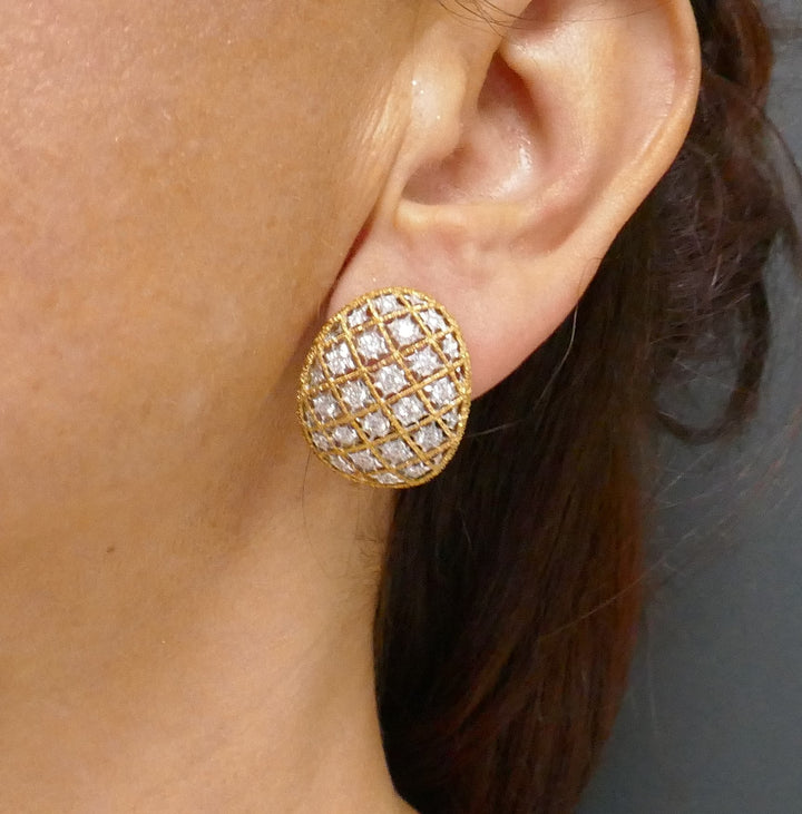 Mario Buccellati Diamond Earrings 18k Gold Vintage