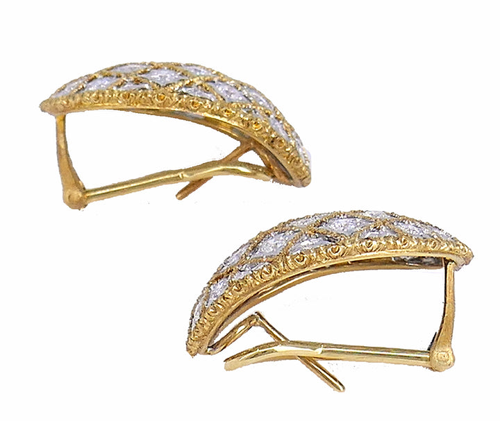 Mario Buccellati Diamond Earrings 18k Gold Vintage