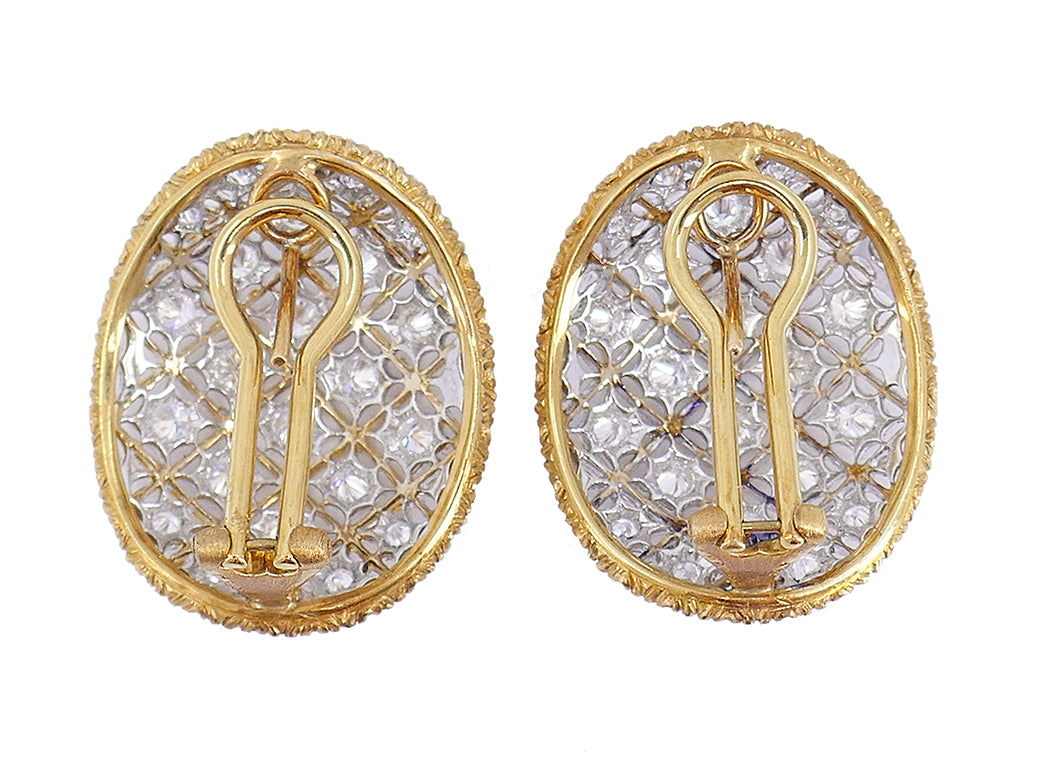 Mario Buccellati Diamond Earrings 18k Gold Vintage