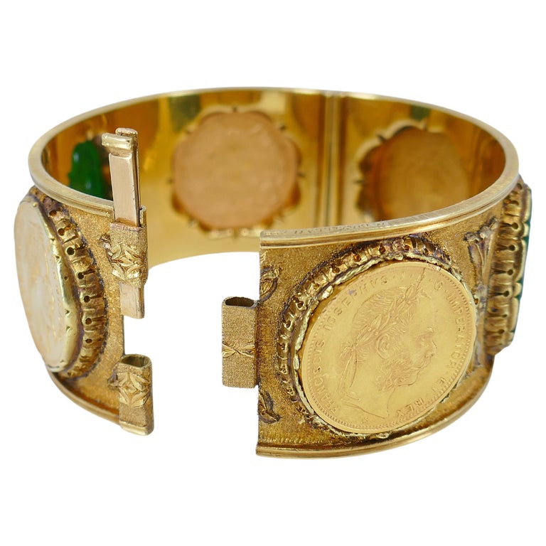 Mario Buccellati Gold Coin Bracelet Carved Jade Bangle – Nadine
