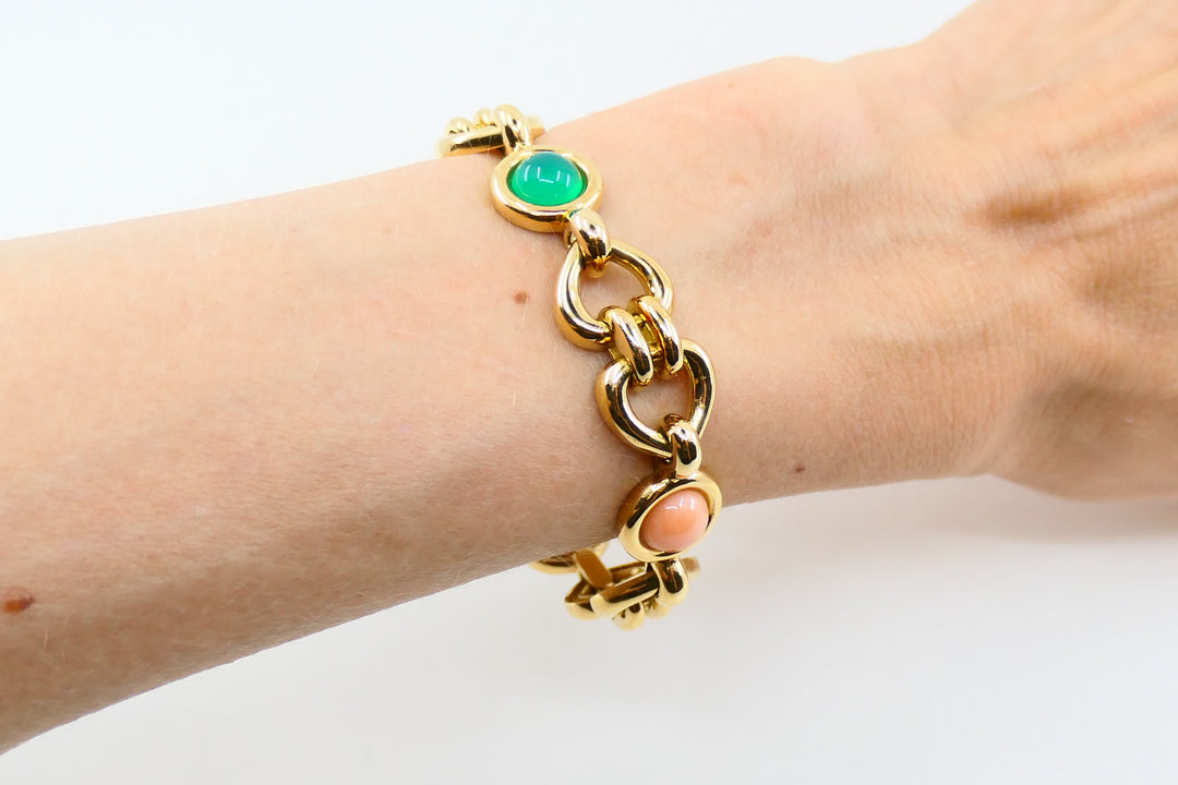 Van Cleef & Arpels Coral Chrysoprase Gold Heart Bracelet