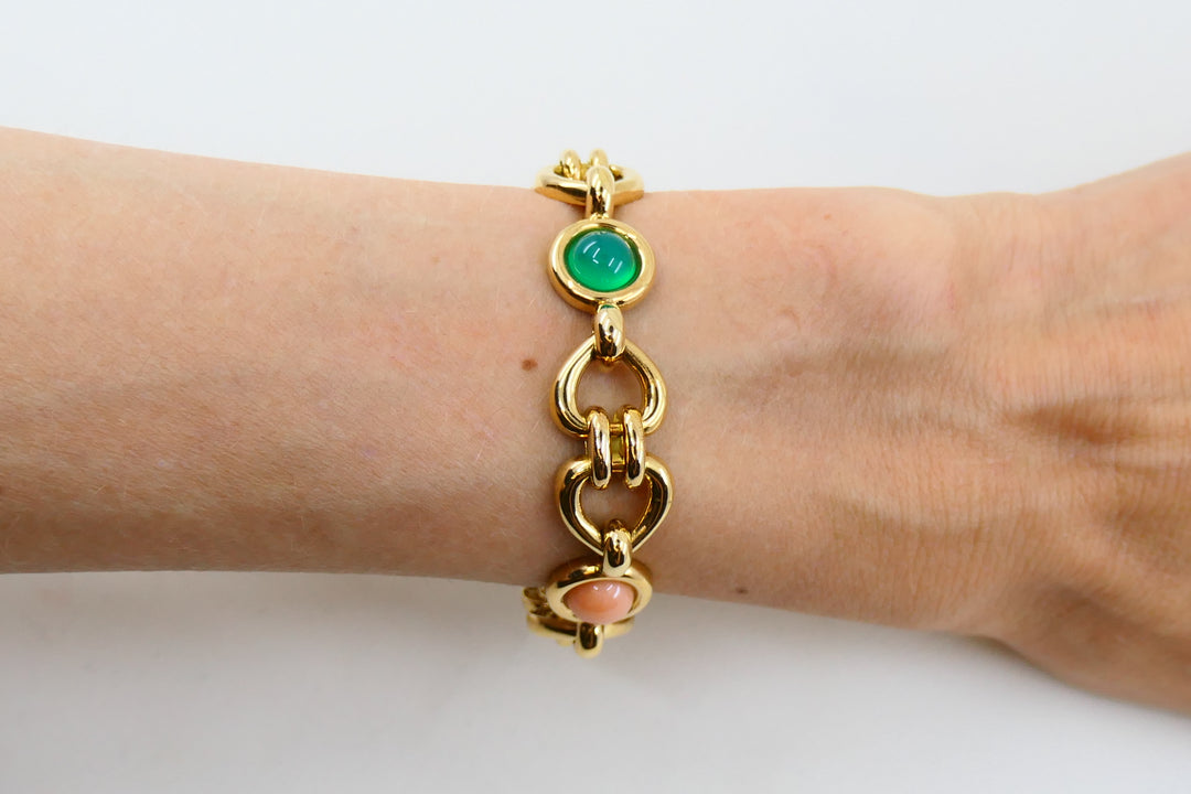 Van Cleef & Arpels Coral Chrysoprase Gold Heart Bracelet