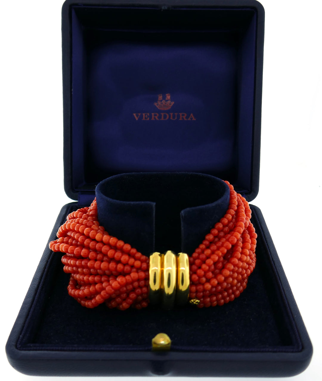 Verdura Coral Bead Multi Strand Bracelet with Yellow Gold Clasp