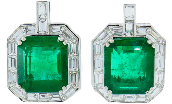 Emerald AGL Diamond White Gold Earrings