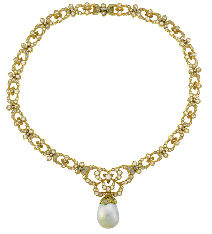 Vintage Buccellati Necklace 18k Gold Pearl Diamond Jewelry