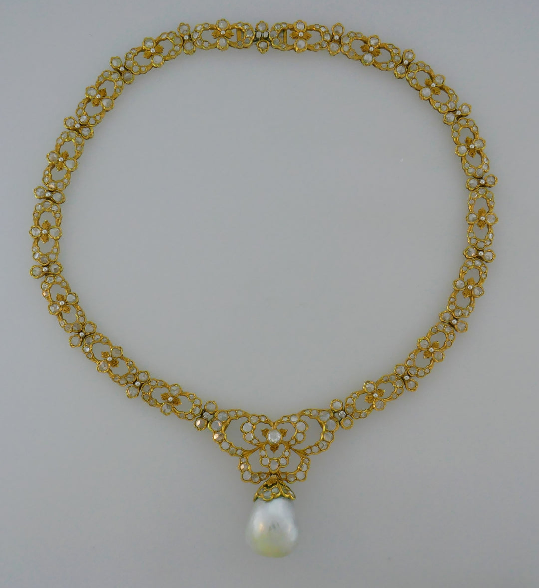 Vintage Buccellati Necklace 18k Gold Pearl Diamond Jewelry