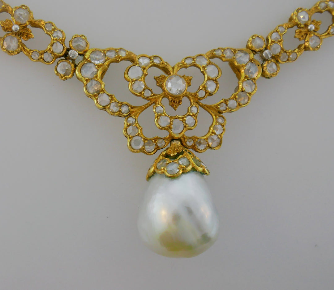 Vintage Buccellati Necklace 18k Gold Pearl Diamond Jewelry