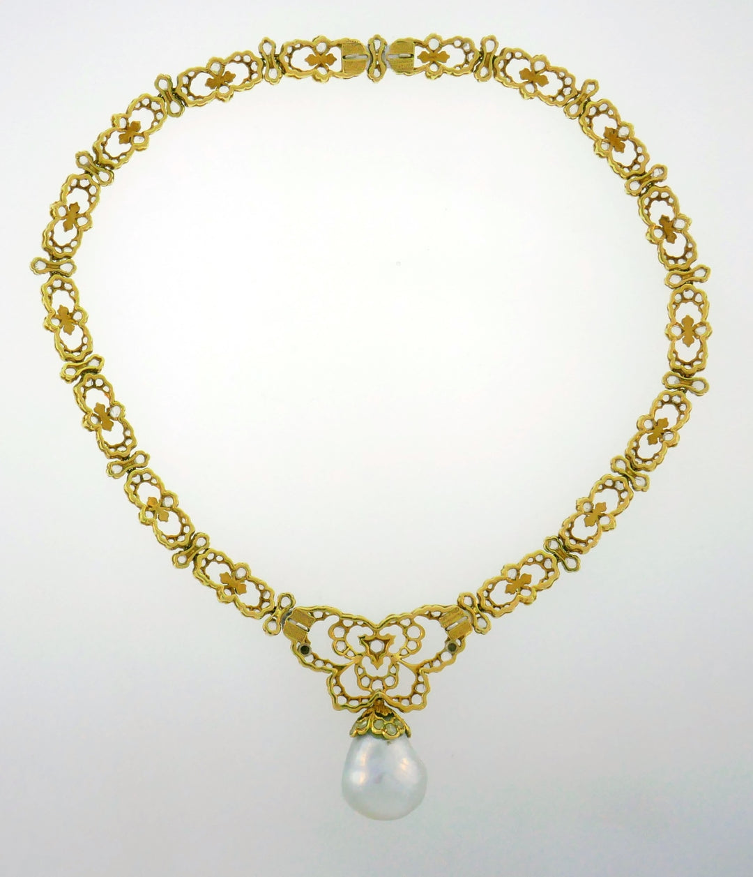 Vintage Buccellati Necklace 18k Gold Pearl Diamond Jewelry