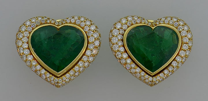 SeidenGang Heart Emerald Diamond Gold Earrings