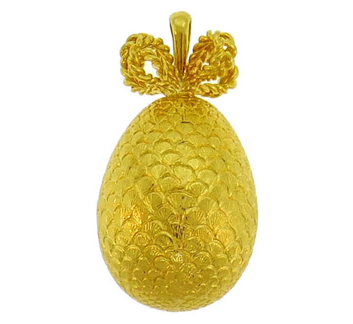 Yellow Gold Egg Charm Pendant, French 1980s