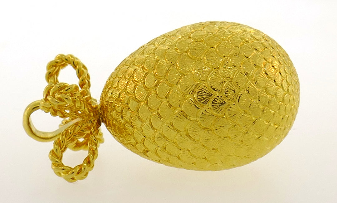 Yellow Gold Egg Charm Pendant, French 1980s