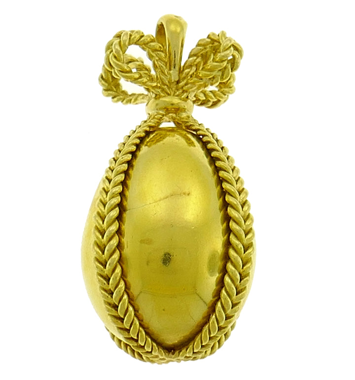 Yellow Gold Egg Charm Pendant, French 1980s