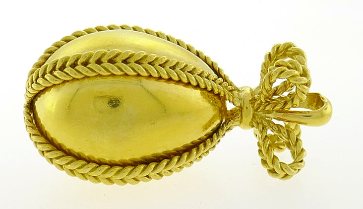 Yellow Gold Egg Charm Pendant, French 1980s