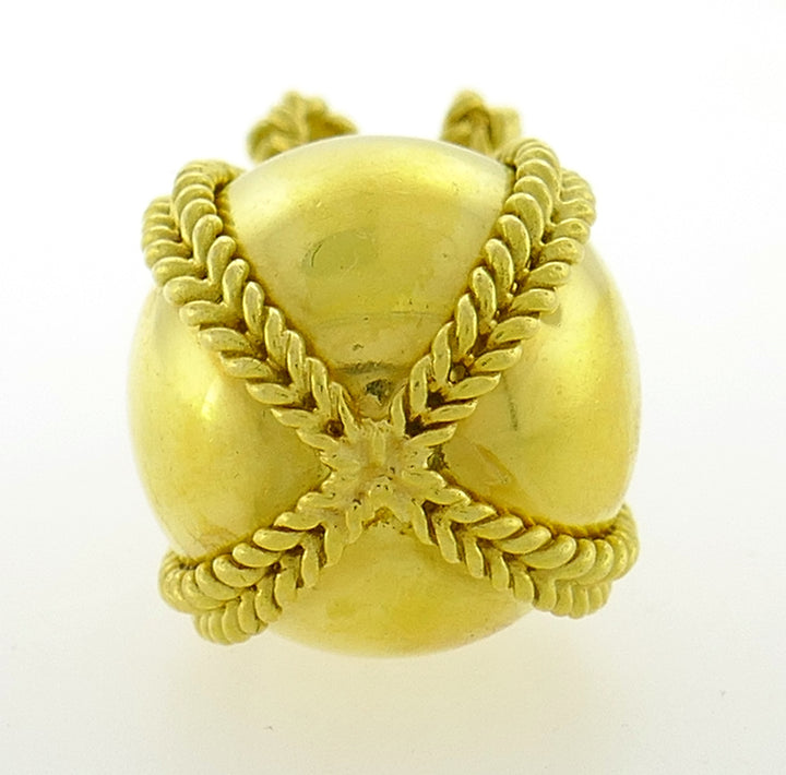 Yellow Gold Egg Charm Pendant, French 1980s