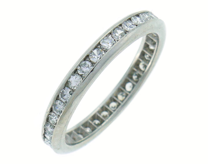 Art Deco Diamond Platinum Eternity Band Ring Single Cut