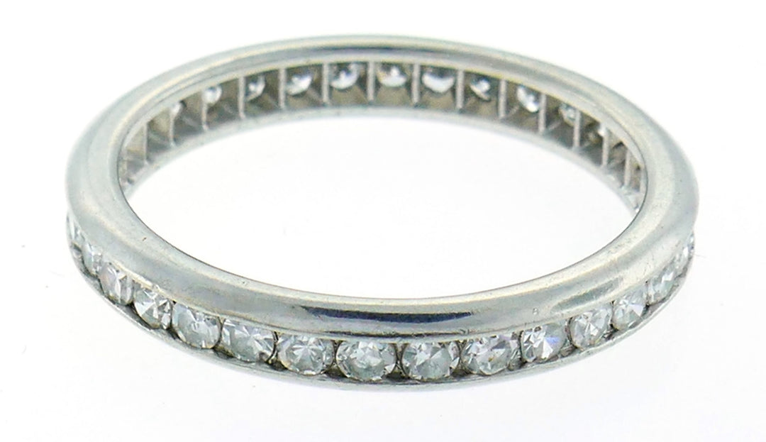 Art Deco Diamond Platinum Eternity Band Ring Single Cut