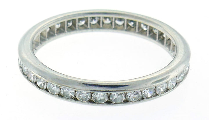 Art Deco Diamond Platinum Eternity Band Ring Single Cut