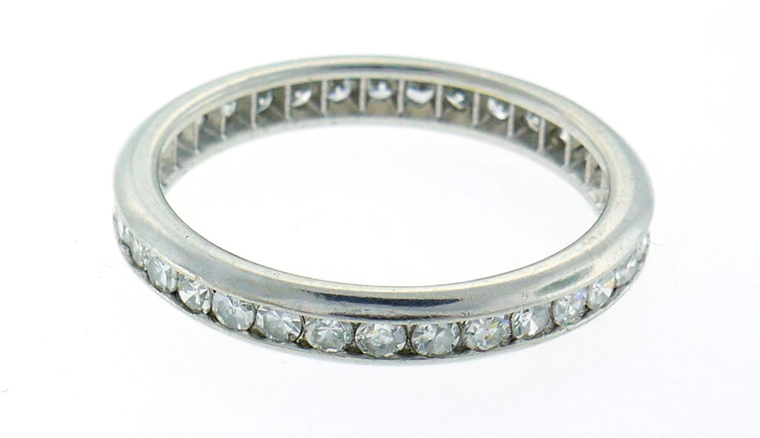 Art Deco Diamond Platinum Eternity Band Ring Single Cut