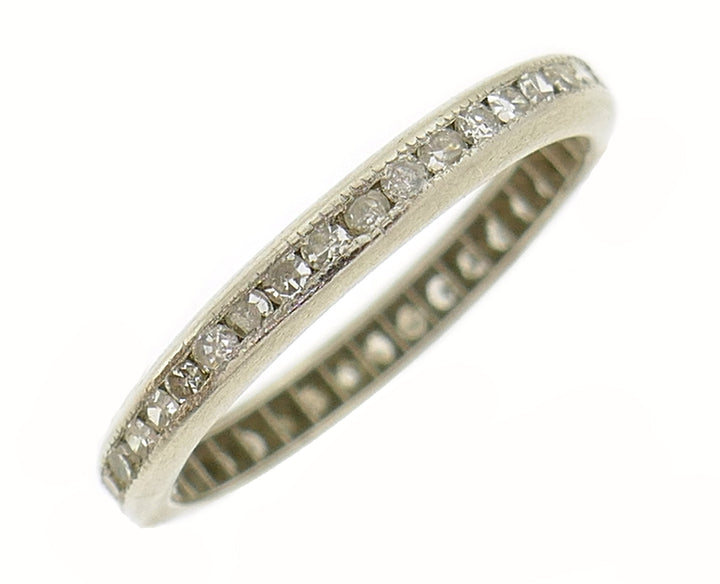 Art Deco Diamond Platinum Eternity Band Ring Single Cut 0.38 ct